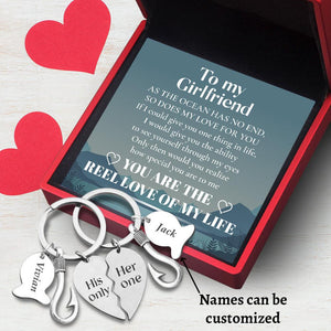 Personalised Fishing Heart Puzzle Keychains - Fishing - To My Girlfriend - You Are The Reel Love Of My Life - Augkbn13002 - Gifts Holder