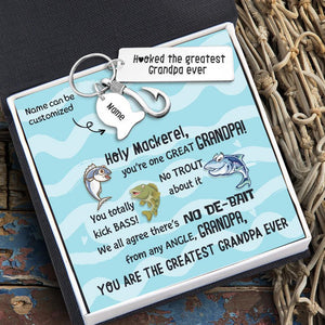 Personalised Fishing Hook Keychain - Fishing - To Grandpa - Hooked The Greatest Grandpa Ever - Augku20001 - Gifts Holder