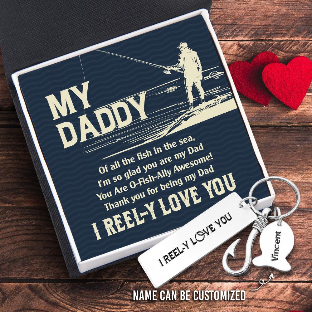 Personalised Fishing Hook Keychain - Fishing - To My Dad - I Reel-y Love You - Augku18006 - Gifts Holder