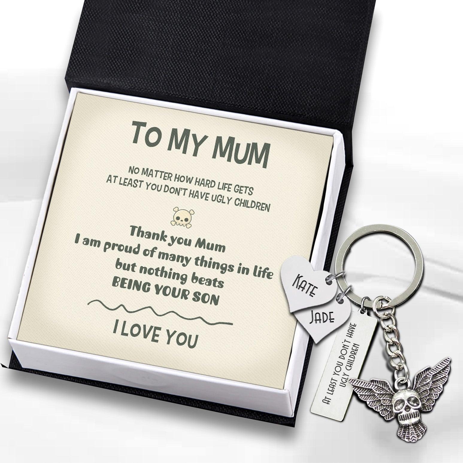 Personalised Fly Skull Keychain - Skull - From Son - To My Mum - I Love You - Augkem19003 - Gifts Holder