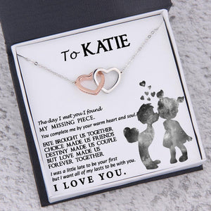 Personalised Interlocked Heart Necklace - To My Girlfriend - You Complete Me By Your Warm Heart - Augnp13002 - Gifts Holder