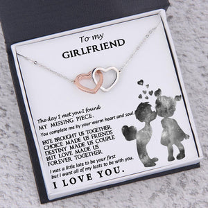 Personalised Interlocked Heart Necklace - To My Girlfriend - You Complete Me By Your Warm Heart - Augnp13002 - Gifts Holder