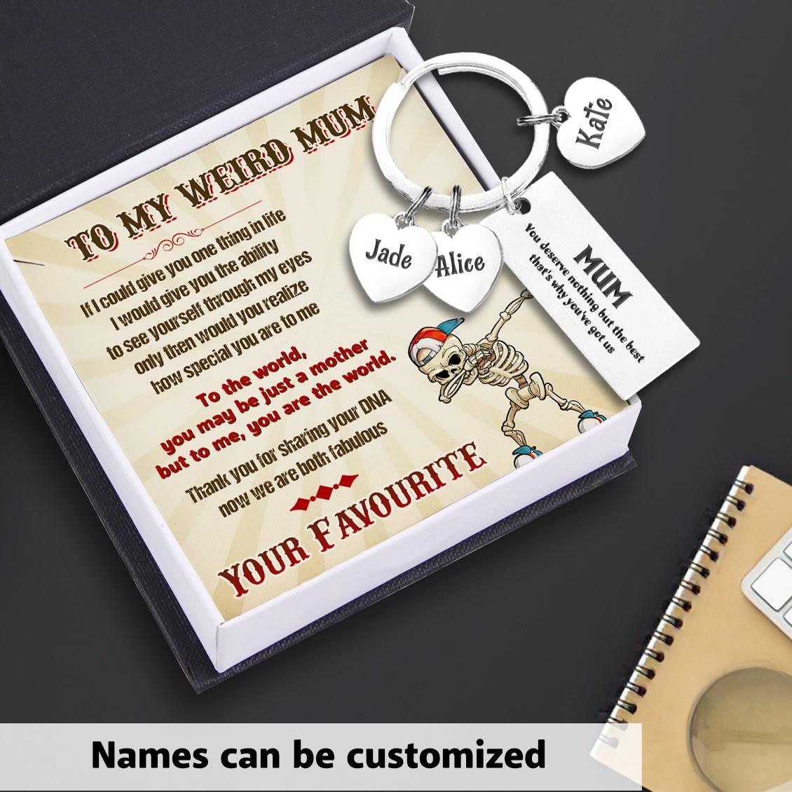 Personalised Keychain - Skull - To My Weird Mum - You Are The World - Augkc19007 - Gifts Holder