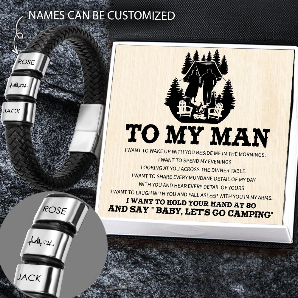 Personalised Leather Bracelet - Camping - To My Man - Baby, Let's Go Camping - Augbzl26019 - Gifts Holder