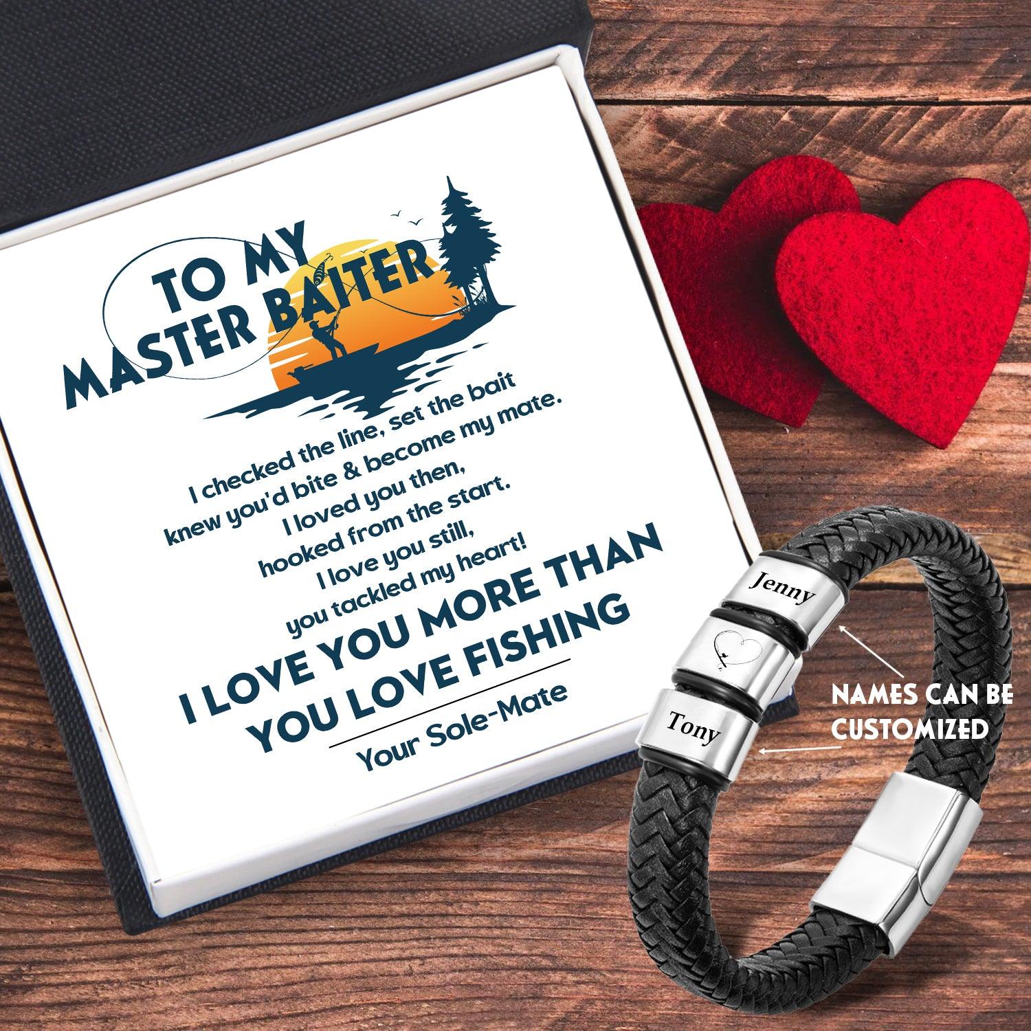 Personalised Leather Bracelet - Fishing - To My Master Baiter - I Love You More Than You Love Fishing - Augbzl26025 - Gifts Holder