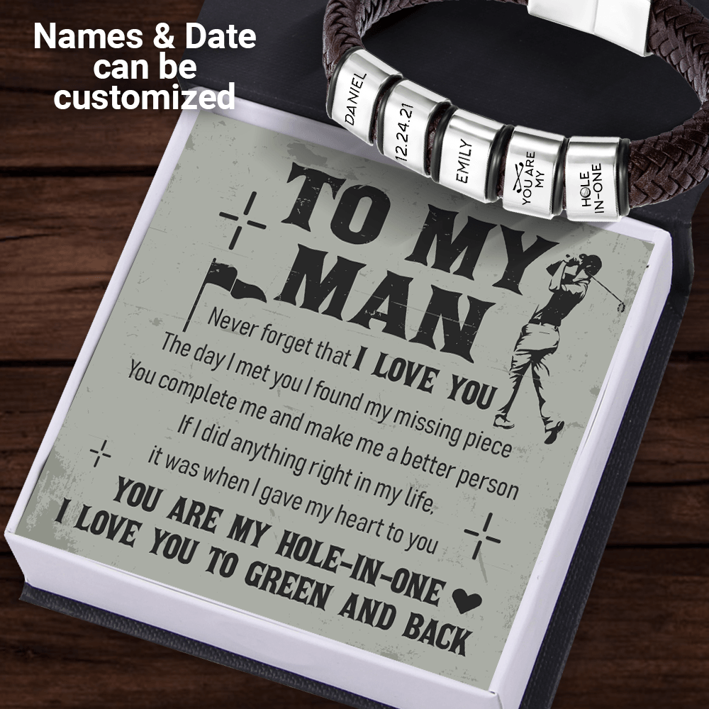Personalised Leather Bracelet - Golf - To My Man - I Love You - Augbzl26009 - Gifts Holder