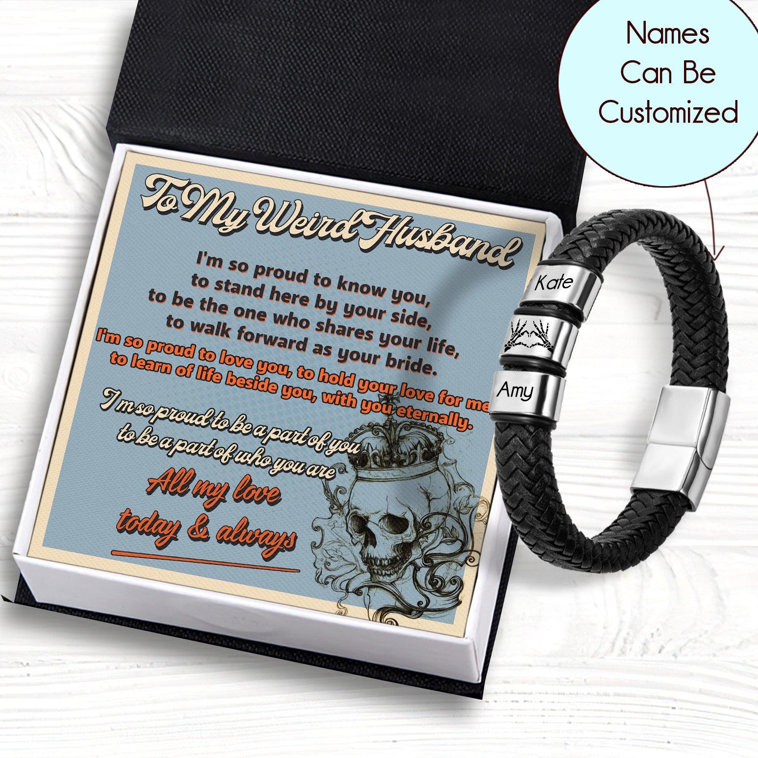 Personalised Leather Bracelet - Skull - To My Weird Husband - All My Love Today & Always - Augbzl14008 - Gifts Holder