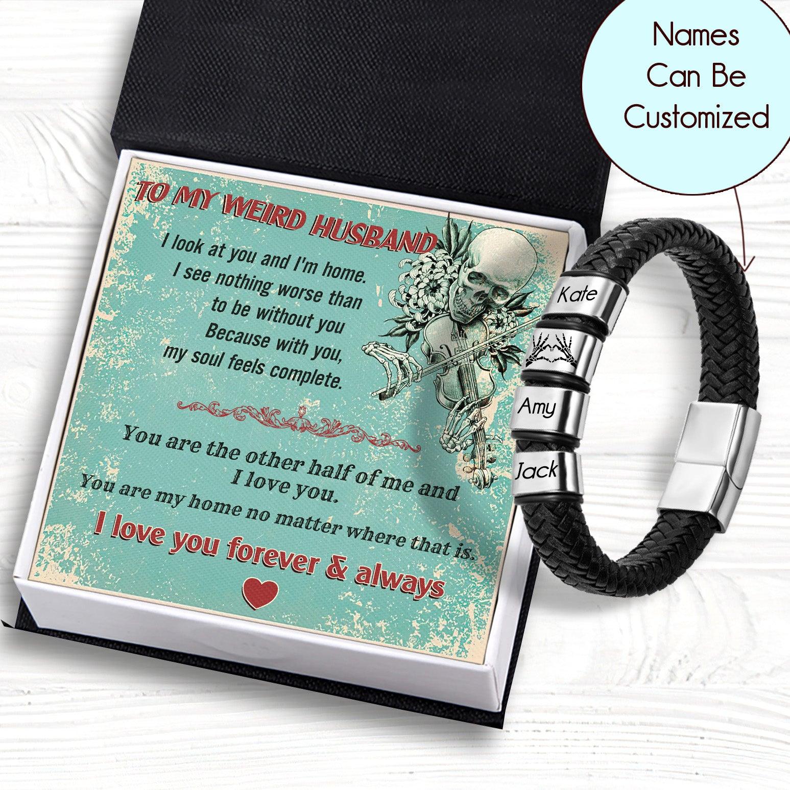 Personalised Leather Bracelet - Skull - To My Weird Husband - You Are The Other Half Of Me - Augbzl14007 - Gifts Holder