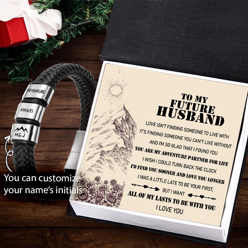Personalised Leather Bracelet - Travel - To My Future Husband - You Are My Adventure Partner For Life - Augbzl24003 - Gifts Holder