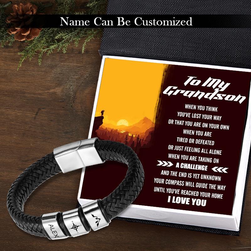 Personalised Leather Bracelet - Travel - To My Grandson - Your Compass Will Guide The Way - Augbzl22002 - Gifts Holder