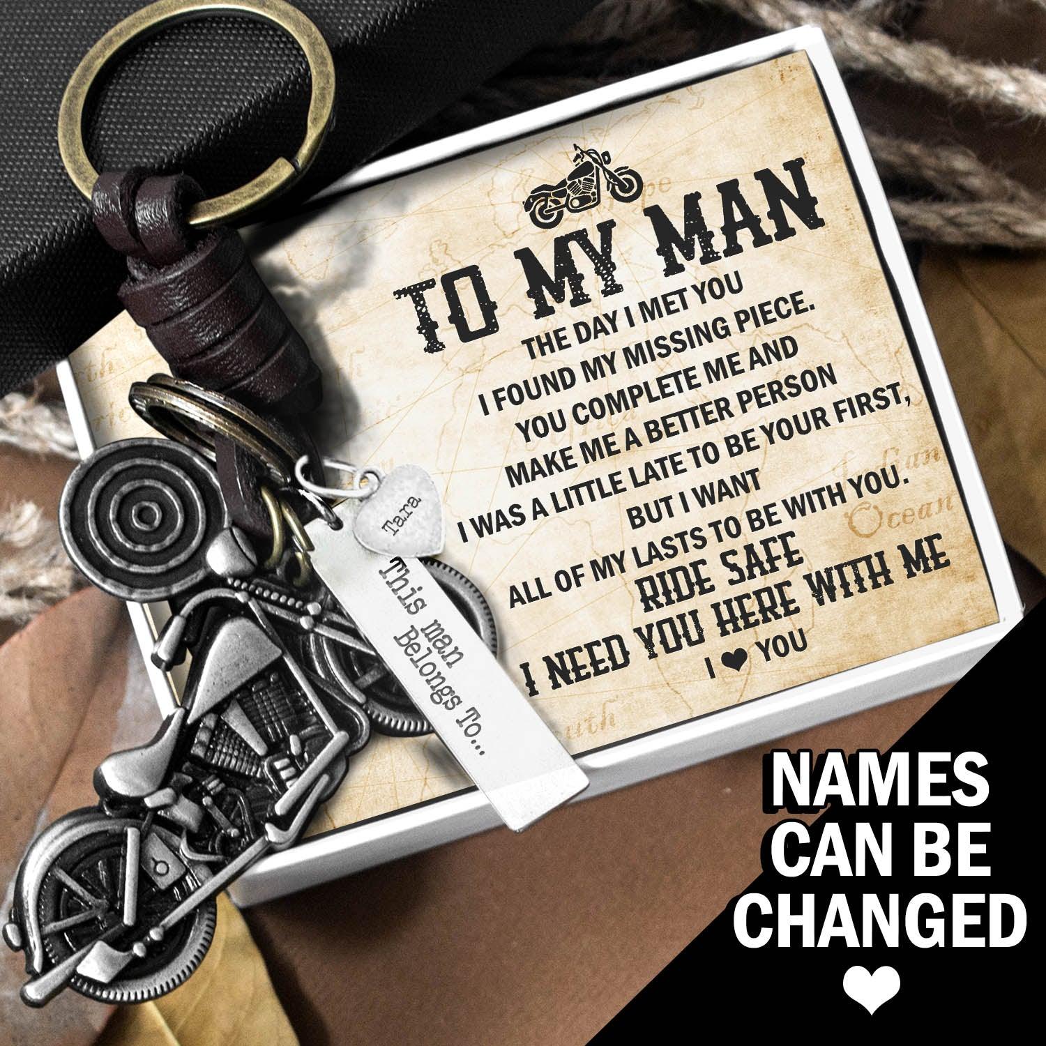 Personalised Motorcycle Keychain - Biker - To My Man - I Need You Here With Me - Augkx26005 - Gifts Holder