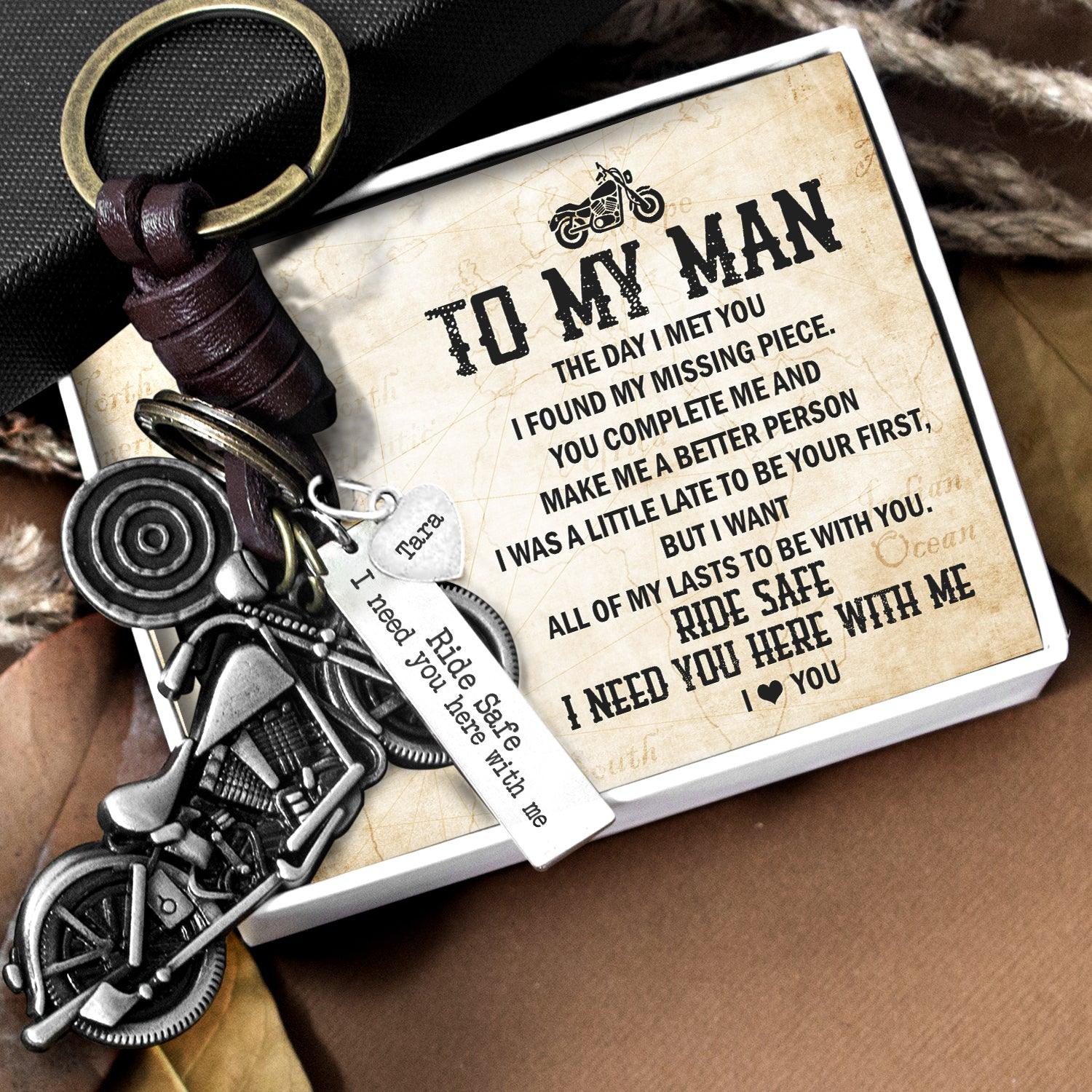 Personalised Motorcycle Keychain - Biker - To My Man - I Need You Here With Me - Augkx26009 - Gifts Holder