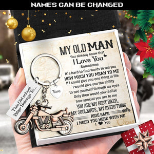 Personalised Old-School Motorcycle Keychain - Biker - To My Old Man - How Much You Mean To Me - Augkej26009 - Gifts Holder