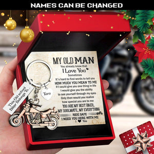 Personalised Old-School Motorcycle Keychain - Biker - To My Old Man - How Much You Mean To Me - Augkej26009 - Gifts Holder