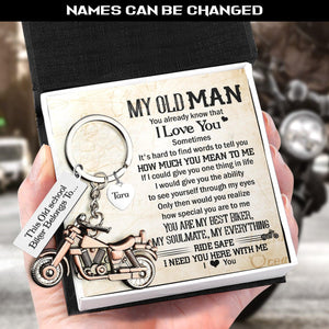 Personalised Old-School Motorcycle Keychain - Biker - To My Old Man - How Much You Mean To Me - Augkej26009 - Gifts Holder