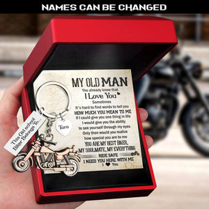 Personalised Old-School Motorcycle Keychain - Biker - To My Old Man - How Much You Mean To Me - Augkej26009 - Gifts Holder