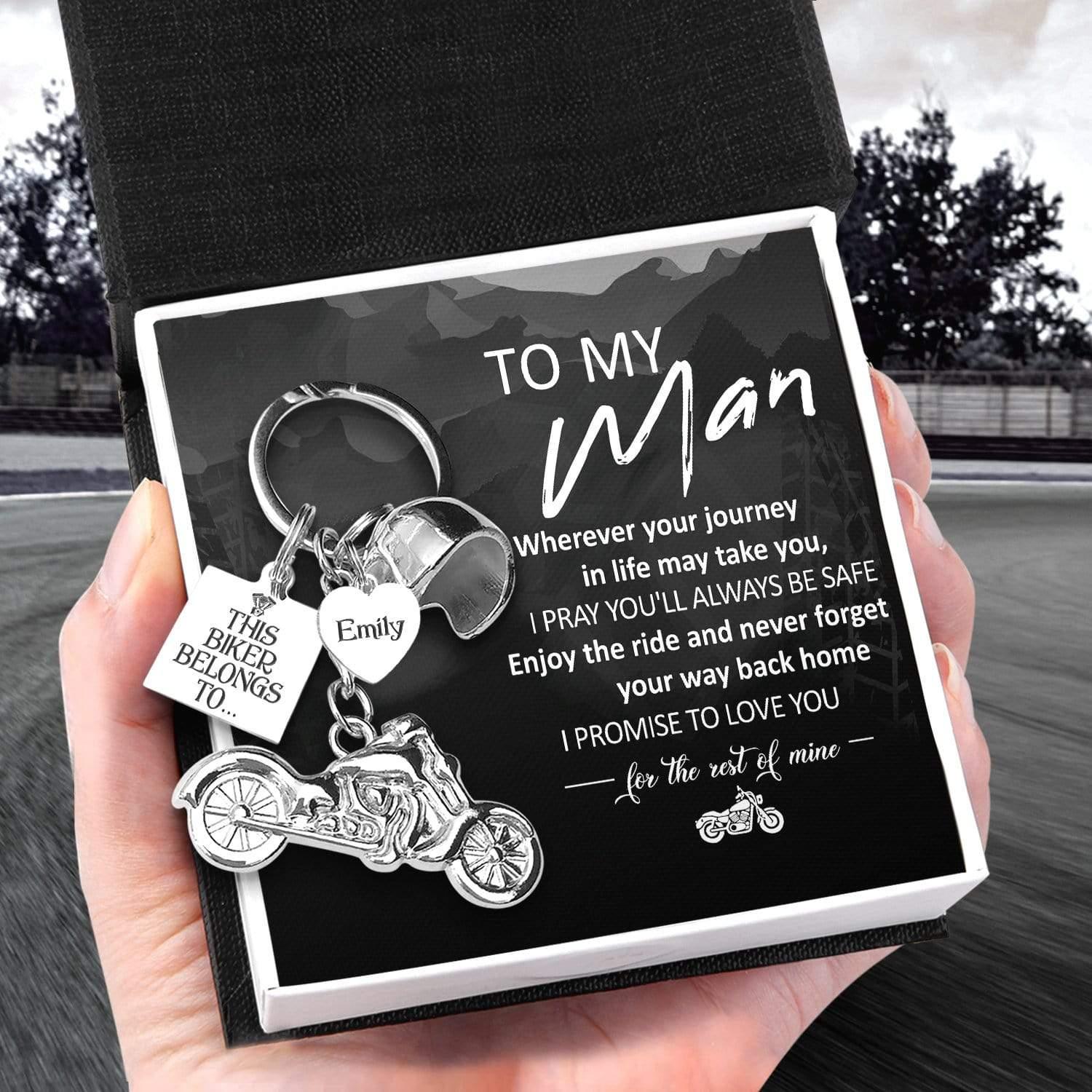 Personalized Classic Bike Keychain - Biker - To My Man - I Promise To Love You - Augkt26011 - Gifts Holder