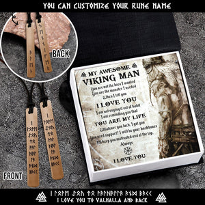 Personalized Couple Viking Rune Necklaces - My Awesome Viking Man - You Are My Life - Augncg26001 - Gifts Holder