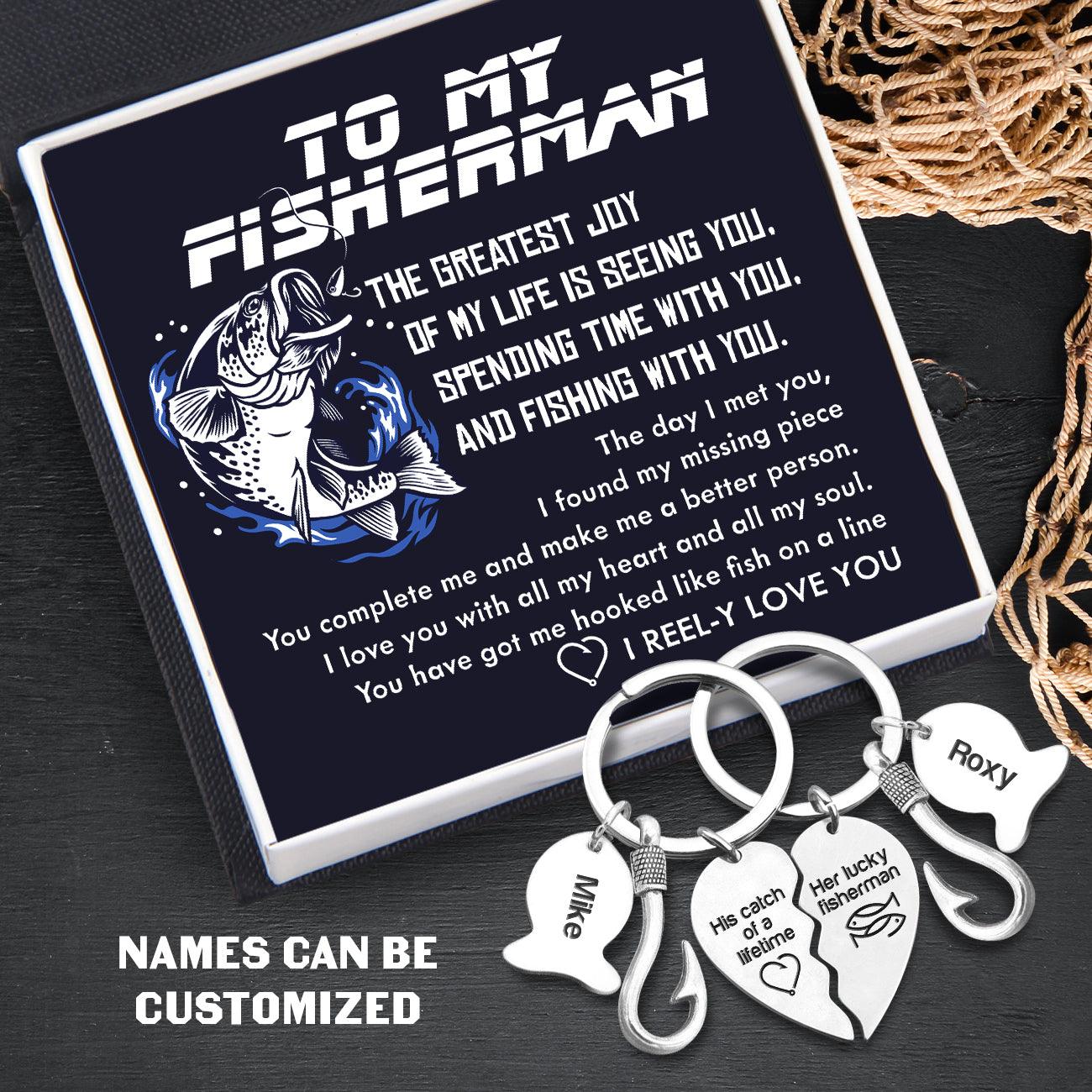 Personalized Fishing Heart Puzzle Keychains - Fishing - To My Man - I Reel-y Love You - Augkbn26006 - Gifts Holder