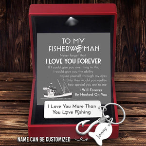 Personalized Fishing Hook Keychain - Fishing - To My Fisherwoman - I Will Forever Be Hooked On You - Augku13017 - Gifts Holder