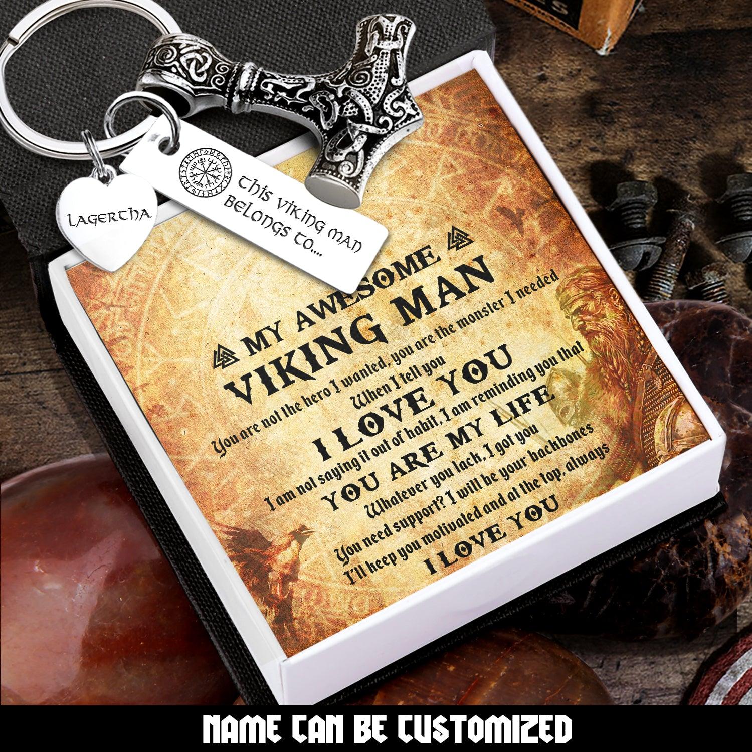 Personalized Viking Thor Keychain - Viking - My Viking Man - I Love You - Augkbv26003 - Gifts Holder