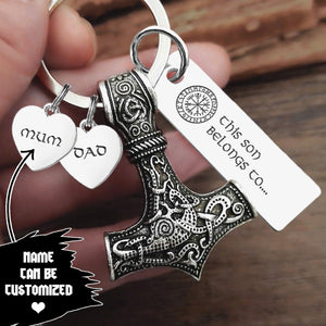 Personalized Viking Thor Keychain - Viking - To My Son - We Love You To Vahalla And Back - Augkbv16001 - Gifts Holder