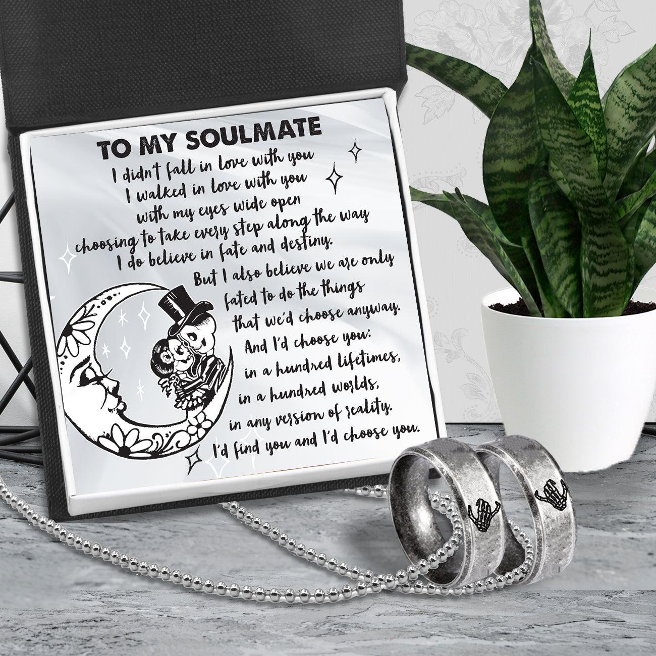 Skeleton Couple Ring Necklaces - Skull & Tatoo - To My Soulmate - I'd Choose You - Augndx26002 - Gifts Holder