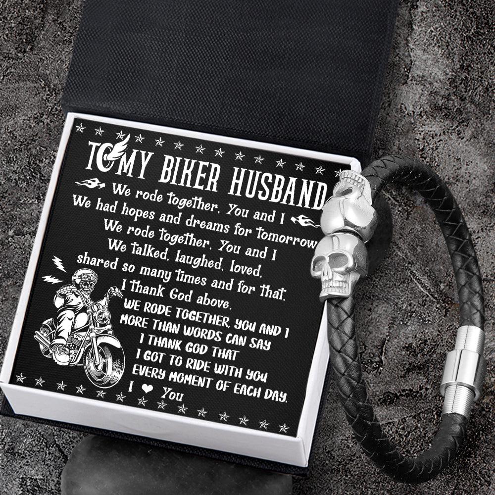 Skull Cuff Bracelet - Biker - To My Husband - I Love You - Augbbh14003 - Gifts Holder