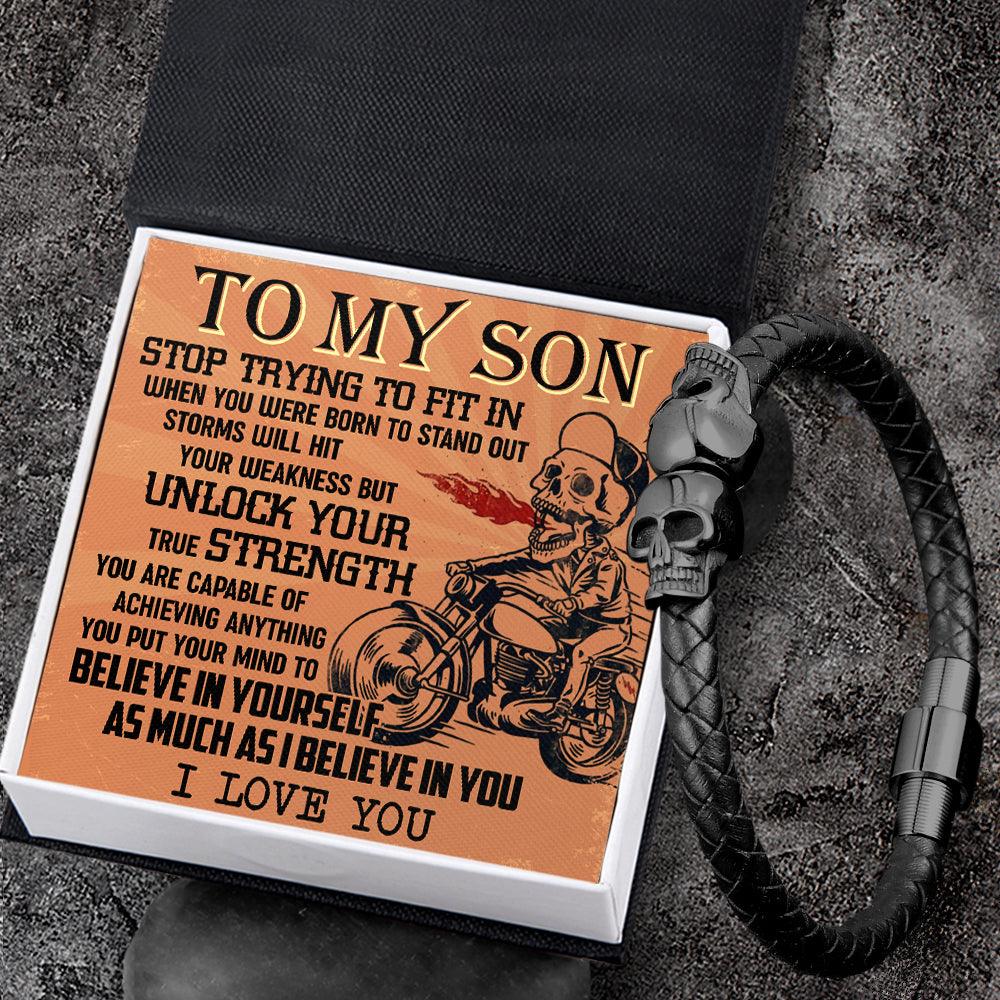 Skull Cuff Bracelet - Biker - To My Son - I Love You - Augbbh16007 - Gifts Holder