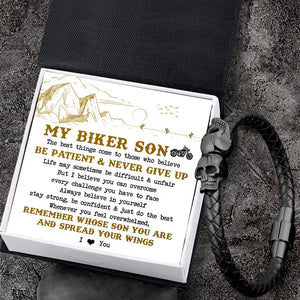 Skull Cuff Bracelet - Biker - To My Son - I Love You - Augbbh16010 - Gifts Holder