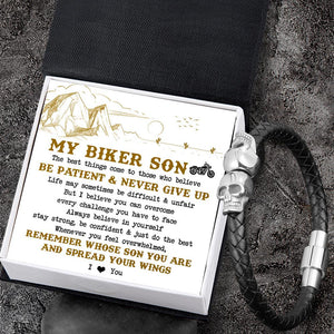 Skull Cuff Bracelet - Biker - To My Son - I Love You - Augbbh16010 - Gifts Holder