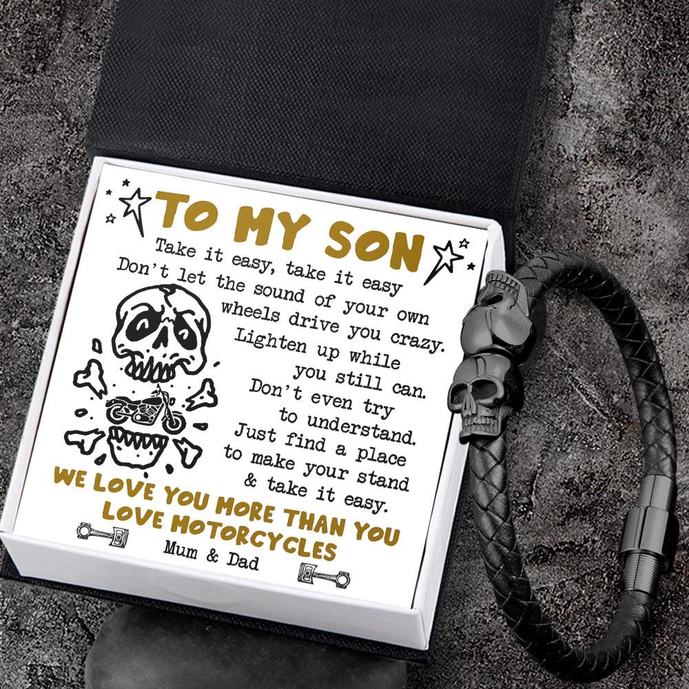 Skull Cuff Bracelet - Biker - To My Son - Take It Easy - Augbbh16012 - Gifts Holder