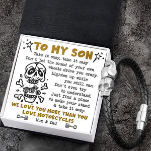 Skull Cuff Bracelet - Biker - To My Son - Take It Easy - Augbbh16012 - Gifts Holder