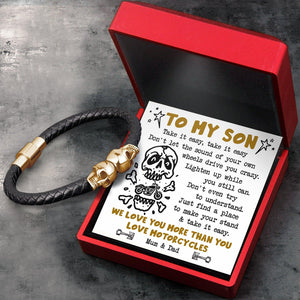 Skull Cuff Bracelet - Biker - To My Son - Take It Easy - Augbbh16012 - Gifts Holder