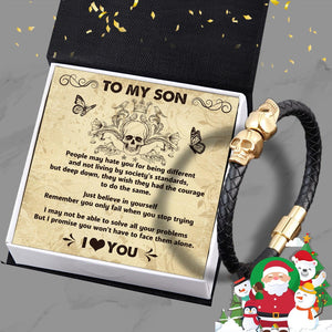 Skull Cuff Bracelet - Skull - To My Son - Just Believe In Yourself - Augbbh16001 - Gifts Holder