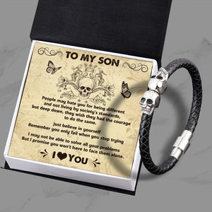 Skull Cuff Bracelet - Skull - To My Son - Just Believe In Yourself - Augbbh16001 - Gifts Holder