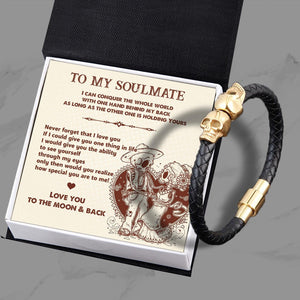 Skull Cuff Bracelet - Skull - To My Soulmate - Love You To The Moon And Back - Augbbh26002 - Gifts Holder