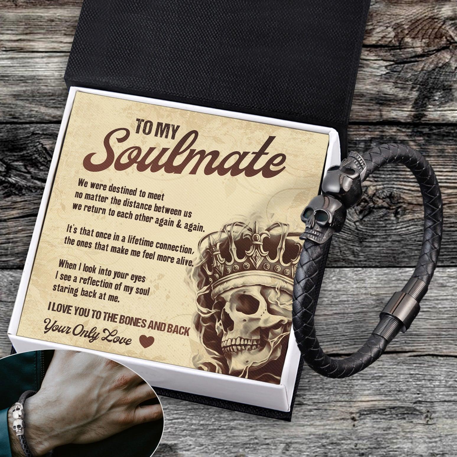 Skull Cuff Bracelet - Skull - To My Soulmate - When I Look Into Your Eye - Augbbh26023 - Gifts Holder