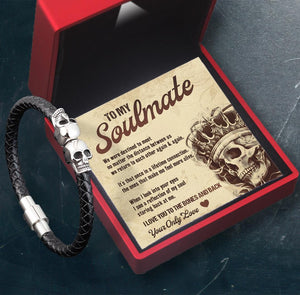 Skull Cuff Bracelet - Skull - To My Soulmate - When I Look Into Your Eye - Augbbh26023 - Gifts Holder