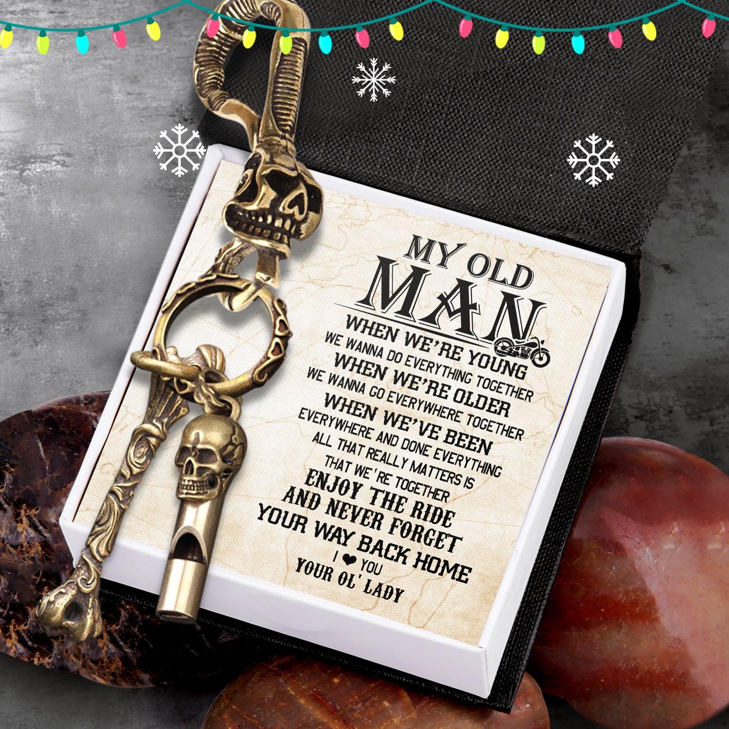 Skull Keychain Holder - Biker - To My Old Man - We Wanna Go Everywhere Together - Augkci26007 - Gifts Holder