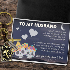 Skull Keychain - Skull - To My Husband - Love You To The Moon And Back - Augkcg14001 - Gifts Holder