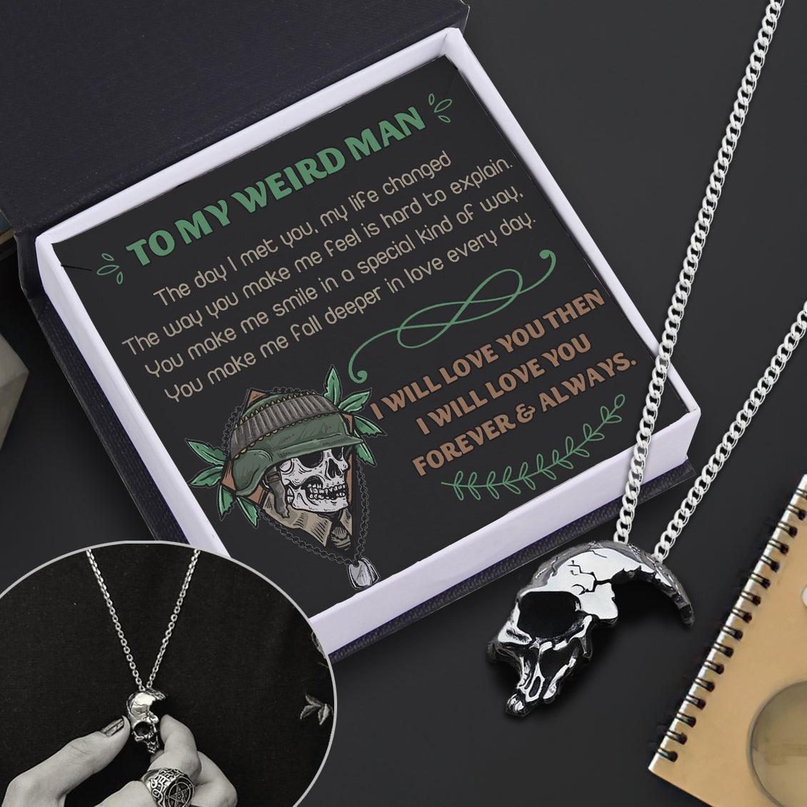 Skull Necklace - Skull & Tattoo - To My Weird Man - Deeper In Love Every Day - Augnag26005 - Gifts Holder
