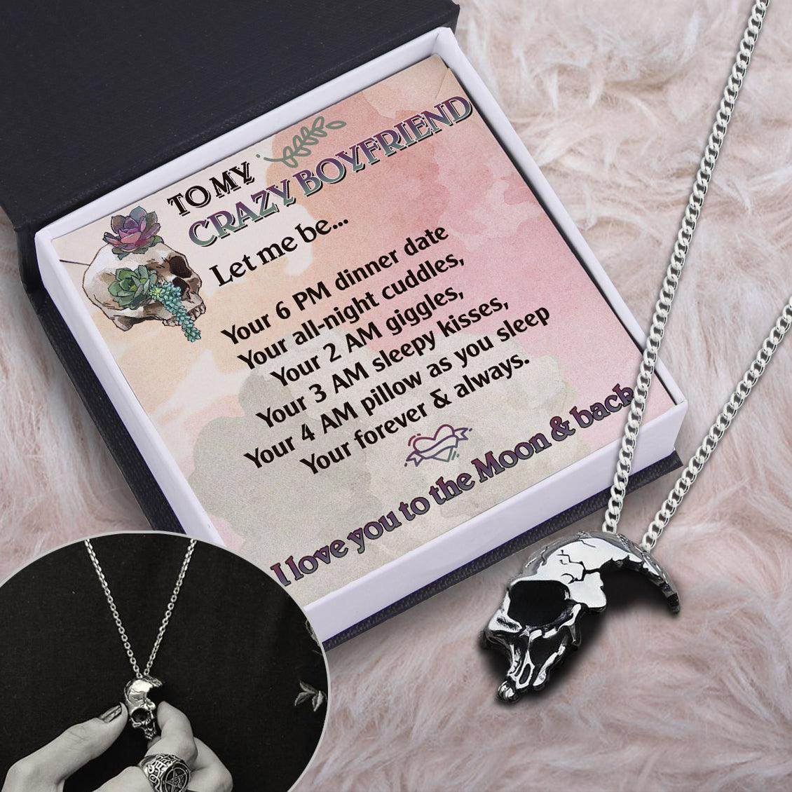 Skull Necklace - Skull - To My Crazy Boyfriend - I Love You To The Moon & Back - Augnag12001 - Gifts Holder