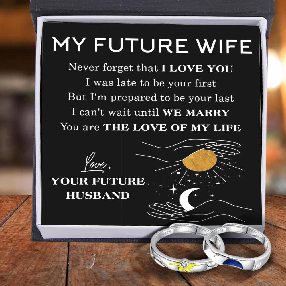 Sun Moon Couple Promise Ring - Adjustable Size Ring - Family - To My Future Wife - You Are The Love Of My Life - Augrlk25001 - Gifts Holder
