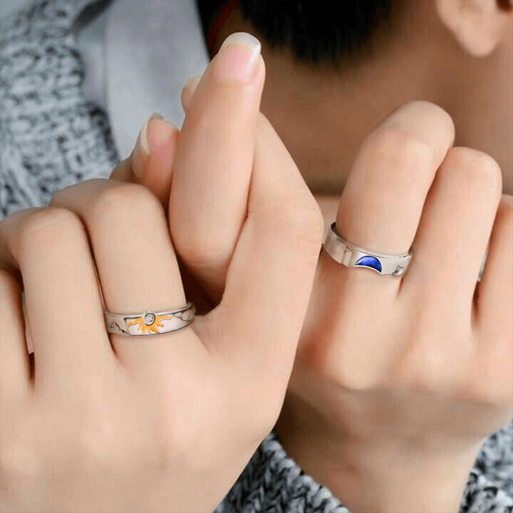 Matching Initial Couple Promise Rings Set in Rose Gold Plating - MYKA