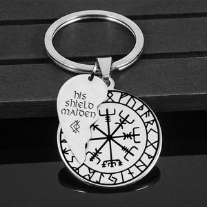 Viking Compass Couple Keychains - My Husband - I Love You To Vahalla Anh Back - Augkdl14001 - Gifts Holder