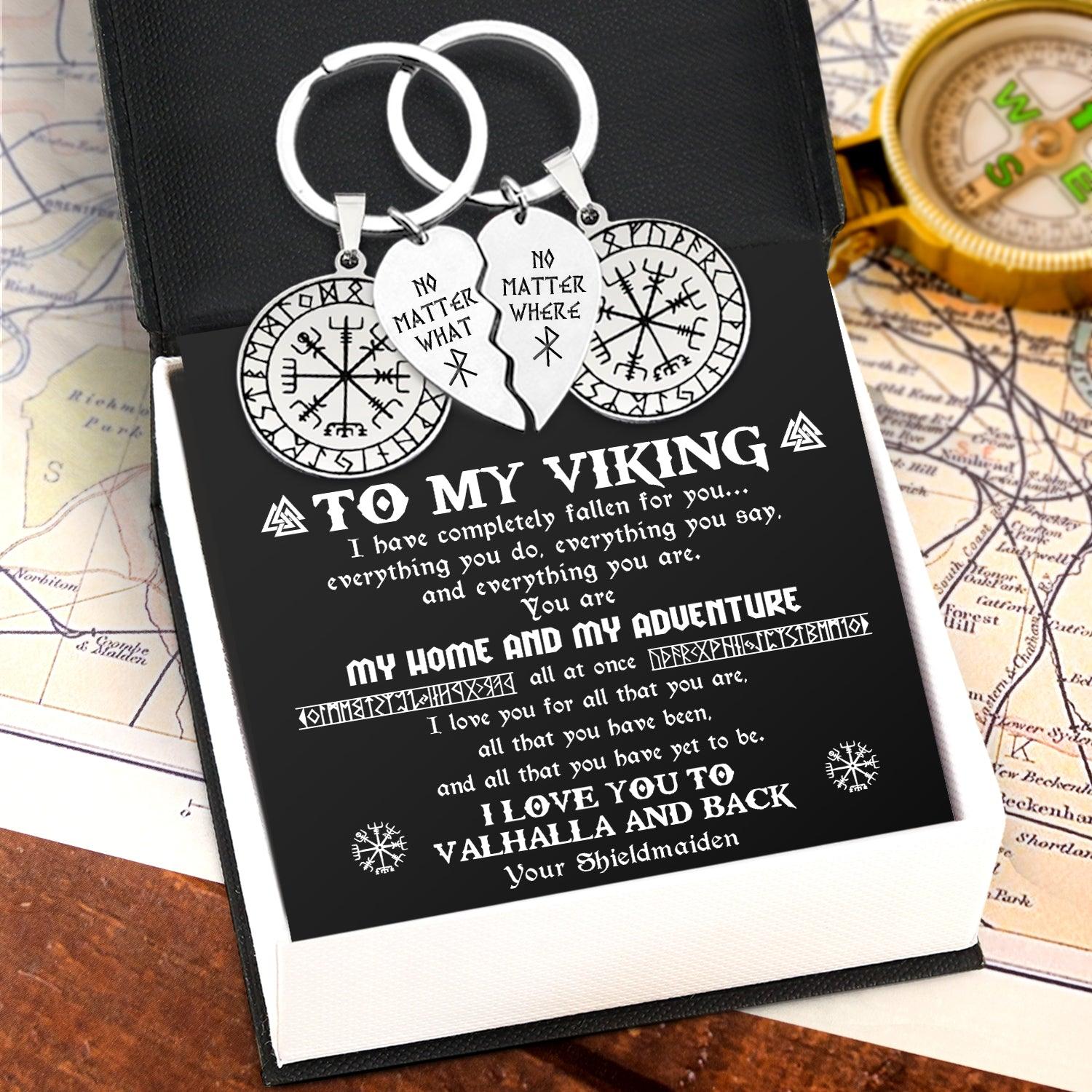 Viking Compass Couple Keychains - Viking - My Man - I Love You To Valhalla And Back - Augkes26002 - Gifts Holder
