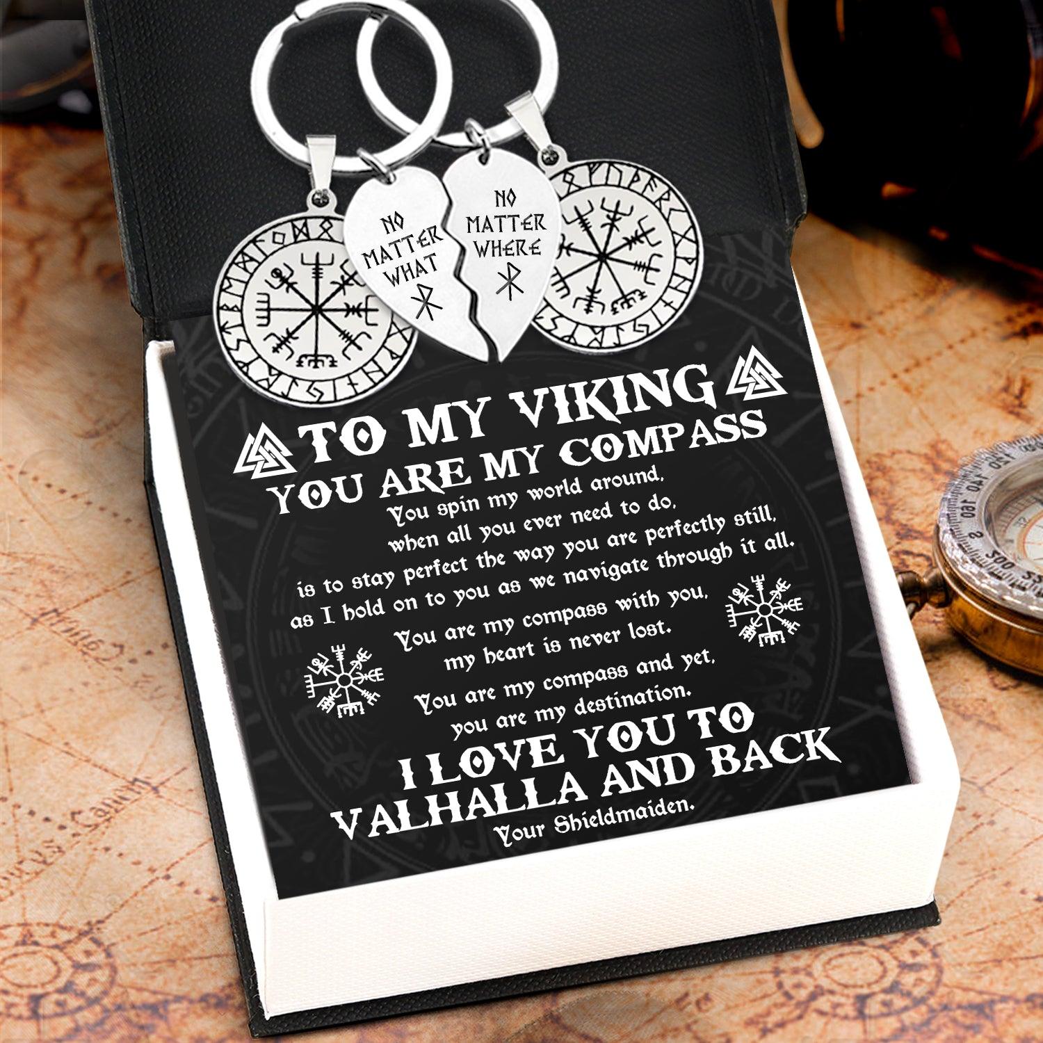 Viking Compass Couple Keychains - Viking - My Man - I Love You To Valhalla And Back - Augkes26003 - Gifts Holder