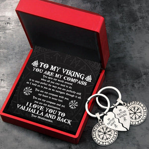 Viking Compass Couple Keychains - Viking - My Man - I Love You To Valhalla And Back - Augkes26003 - Gifts Holder