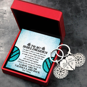 Viking Compass Couple Keychains - Viking - My Shieldmaiden - I Love You To Valhalla And Back - Augkes13002 - Gifts Holder